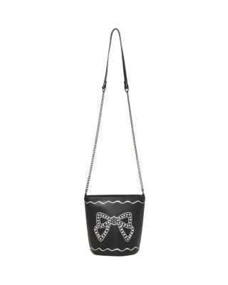 Steve Madden Pretty Pearly Bow Bucket Bag Black