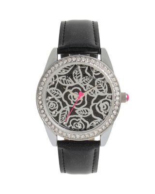 Steve Madden Metalwork Roses Watch Black