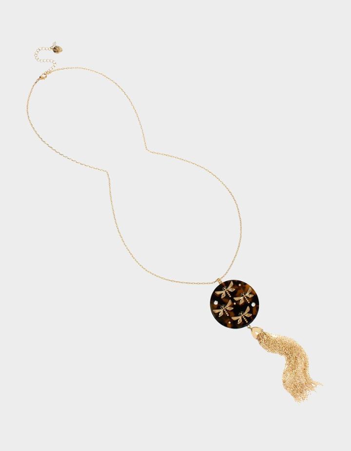 Betseyjohnson Tortifly Fringe Long Pendant Multi