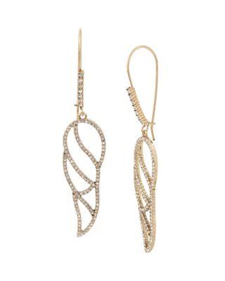 Steve Madden Angels And Wings Winged Shephard Hook Earring Crystal