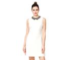 Betseyjohnson Simple Shift Dress With Knotted Collar Details White