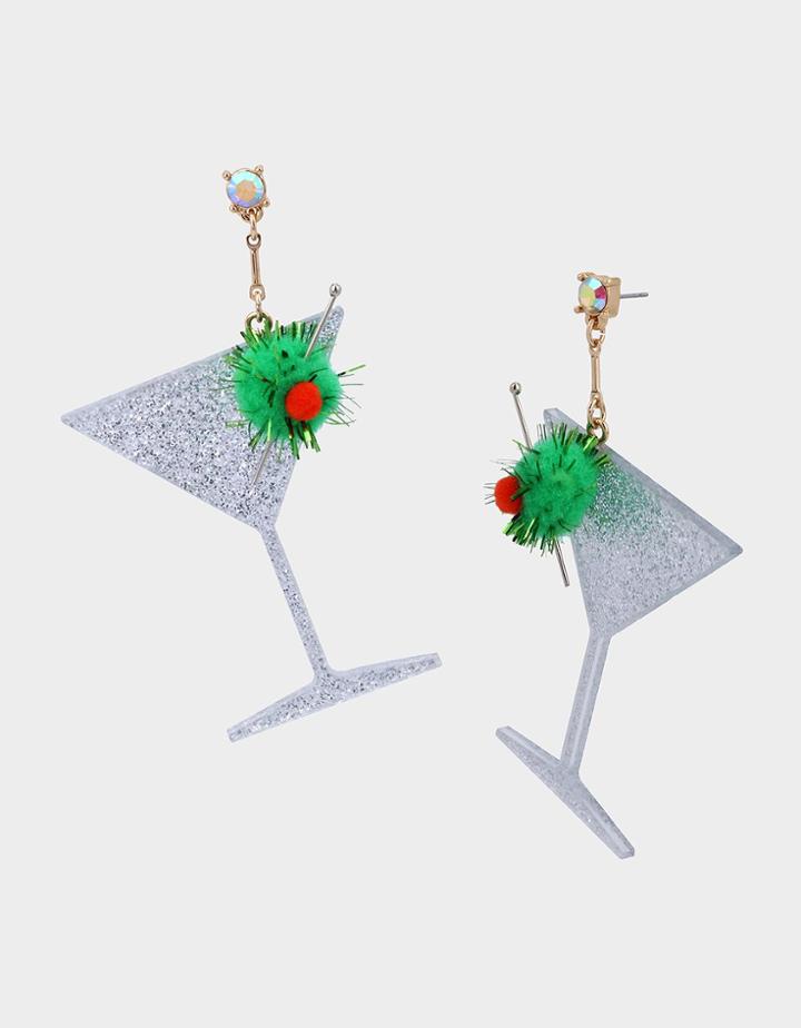 Betseyjohnson Cheers Martini Resin Earrings Silver