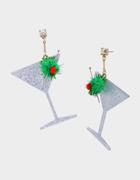 Betseyjohnson Cheers Martini Resin Earrings Silver