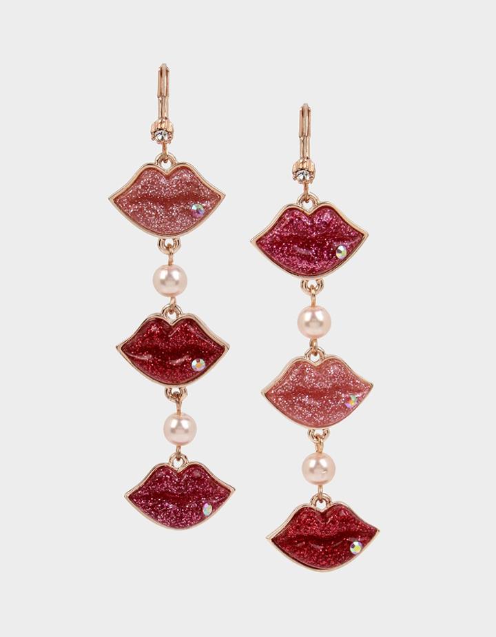 Betseyjohnson Xox Betsey Love Lips Earrings Pink