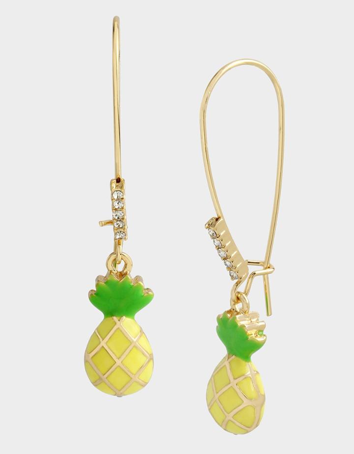 Betseyjohnson Forbidden Fruit Pineapple Hook Earrings Yellow