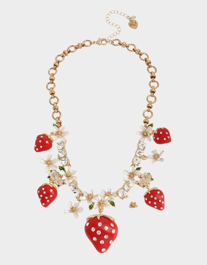 Betseyjohnson Forbidden Fruit Statement Necklace Red