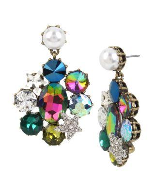 Steve Madden Mystic Baroque Stone Clip Earrings Multi
