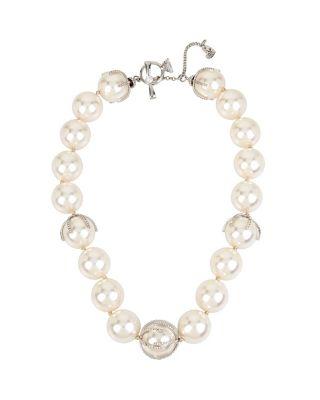 Steve Madden Betsey Blue Stunning Pearls Necklace Crystal