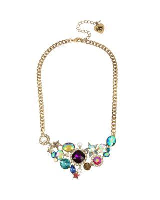 Steve Madden Magical Show Cluster Necklace Pink