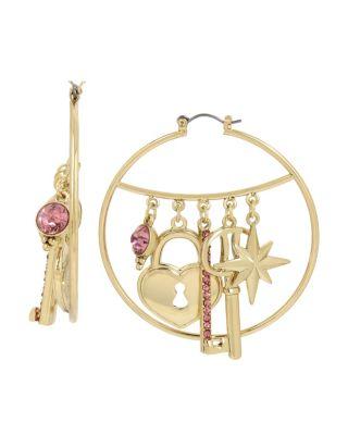 Steve Madden Betsey Blast Charmy Hoop Earrings Pink