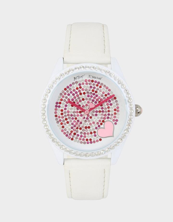 Betseyjohnson Mosaic Crystals White Watch White