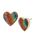 Steve Madden Rainbow Connection Heart Stud Earrings Multi