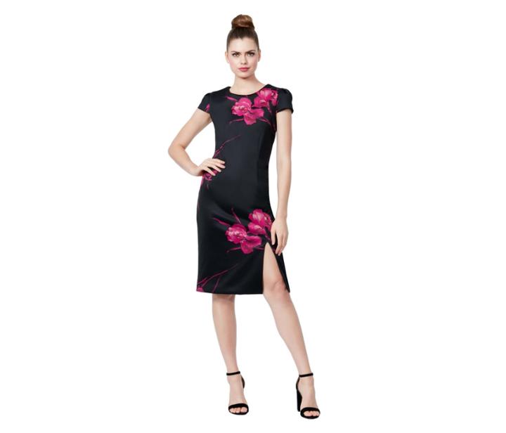 Betseyjohnson Dark Lines Floral Midi Dress Black-pink