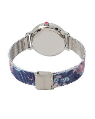 Steve Madden Floral Mesh Strap Navy Watch Navy