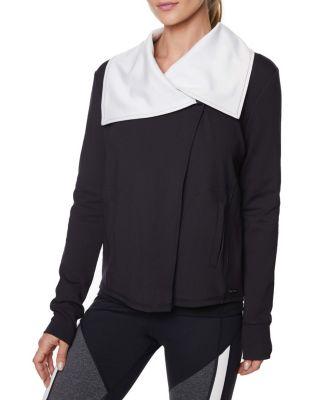 Steve Madden Drape Collar Assymetric Jacket Black/white
