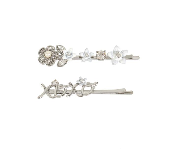 Betseyjohnson Blue Kitsch Xoxo Hair Pin Set Crystal