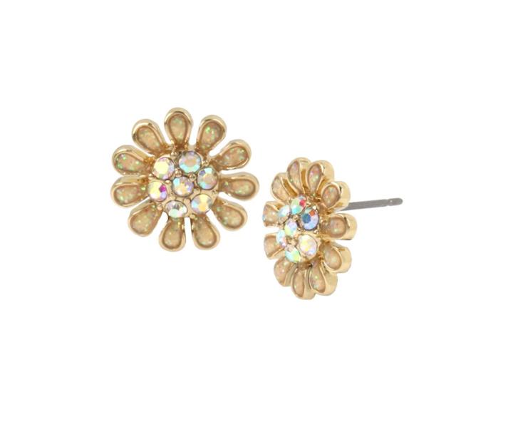 Betseyjohnson Betsey Blue Tickled Pink Flower Stud Earrings Yellow