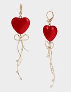 Betseyjohnson Red Hot Hearts Bow Drop Earrings Red