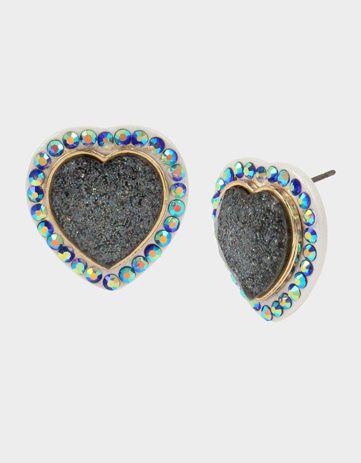 Betseyjohnson Betseyvilla Heart Stud Earrings Blue