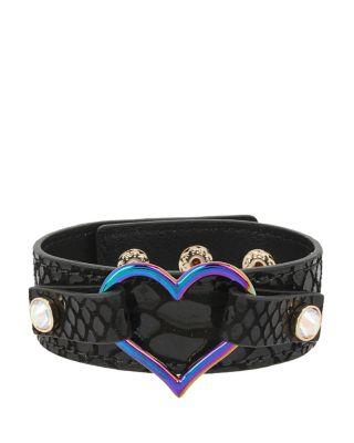 Steve Madden Harlem Shuffle Heart Bracelet Black