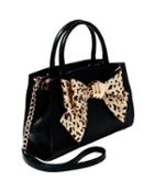 Steve Madden Bow You See It Leopard Removable Bow Satchel Black