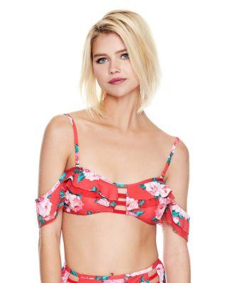 Steve Madden Rose Fantasy Bandeau Top Red Multi