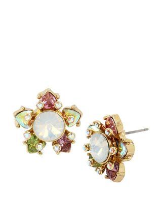 Steve Madden Flat Out Floral Star Stud Earrings Multi