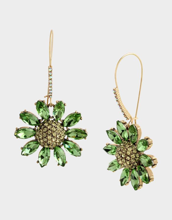 Betseyjohnson Buzz And Bloom Flower Hook Earrings Green
