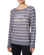 Steve Madden Hello Weekend Striped Pullover Charcoal