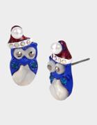 Betseyjohnson Holiday Whimsy Santa Owl Studs Blue