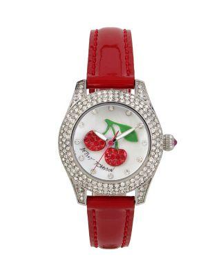 Steve Madden Cherries On Top Shimmer Watch Red