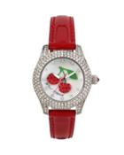 Steve Madden Cherries On Top Shimmer Watch Red