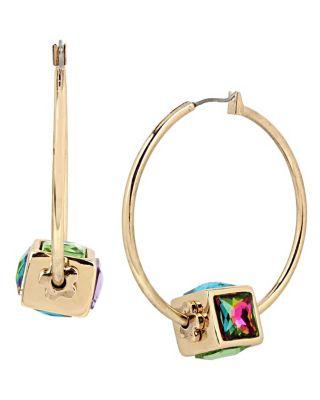 Steve Madden Sweet Shop Spinning Cube Hoop Earrings Multi