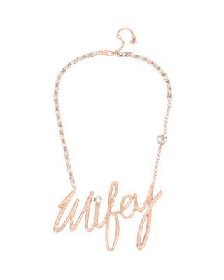 Steve Madden Betsey Blue Bowtiful Wifey Necklace Crystal
