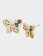 Betseyjohnson Cz Multi Colored Butterfly Stud Earrings Multi