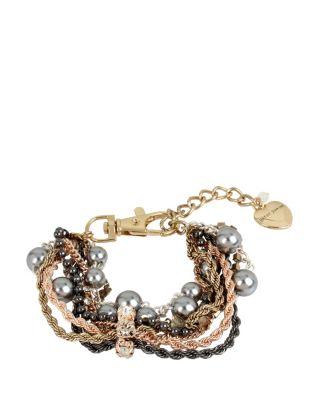 Steve Madden Throwback To Vintage Multi Row Bracelet Crystal