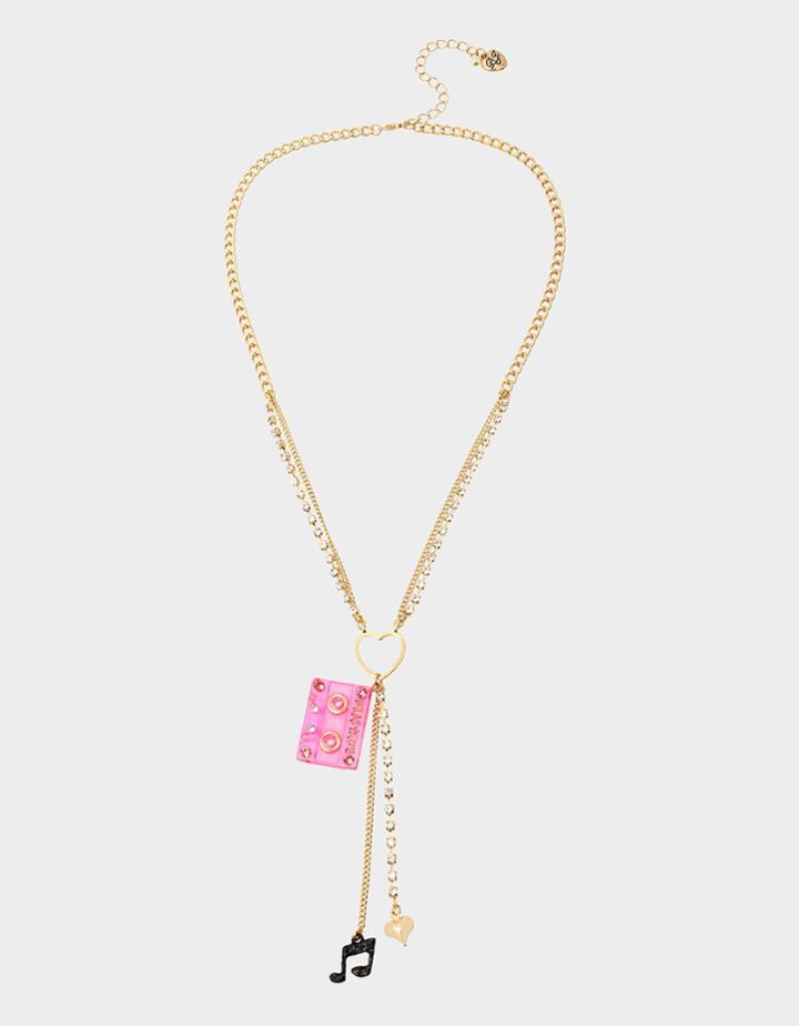 Betseyjohnson Nostalgic Pop Cassette Y Necklace Pink