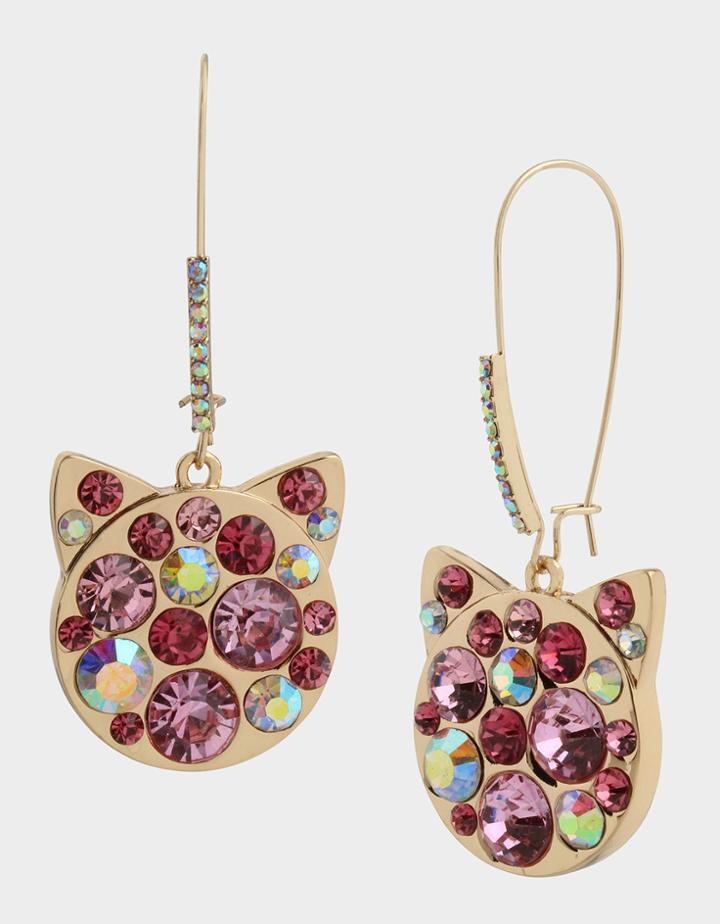 Betseyjohnson Skulls And Cats Kitty Hook Earrings Pink