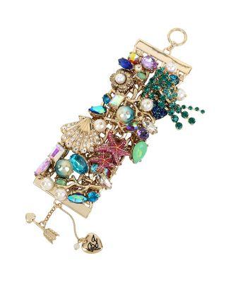 Steve Madden Glitter Reef Pearl Statement Bracelet Multi