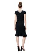 Steve Madden Pearl Collar Scuba Crepe Dress With Flounce Black