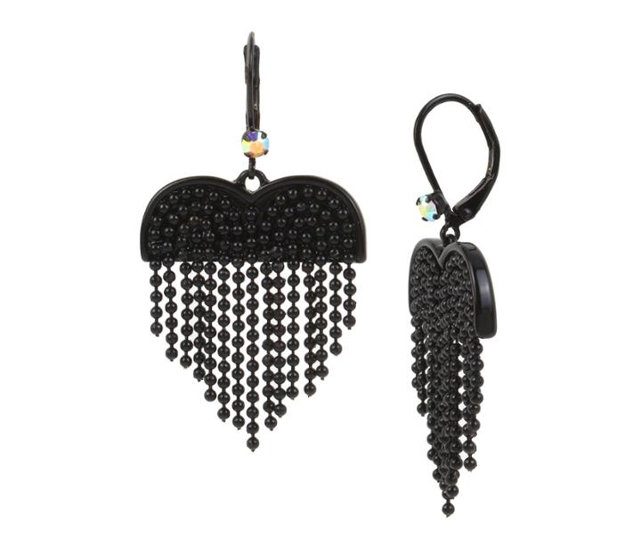 Betseyjohnson Unbreak My Heart Fringe Earrings Black