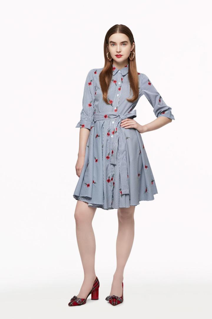 Betseyjohnson Blooming Seersucker Shirtdress Blue-white