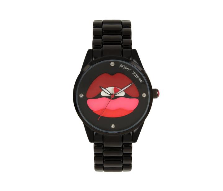 Betseyjohnson Three Layer Lips Link Watch Black