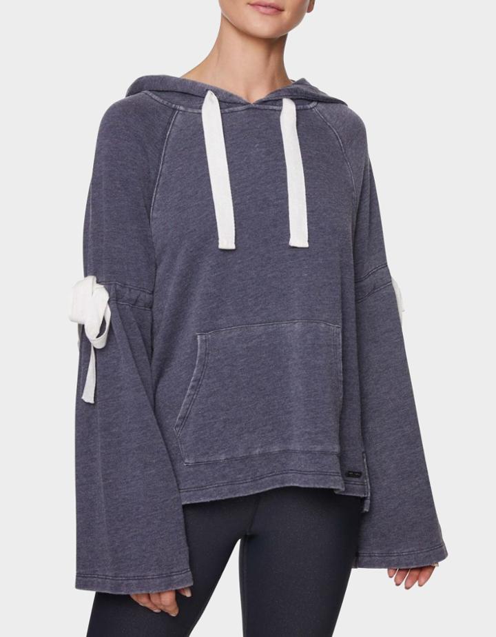 Betseyjohnson Distressed Bow Bell Sleeve Sweatshirt Navy