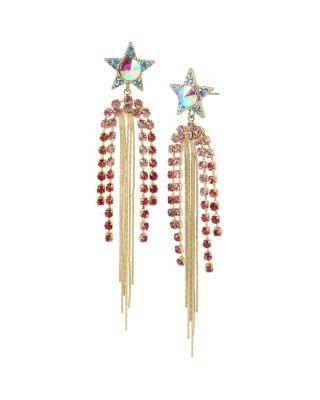 Steve Madden Magical Show Star Chandelier Earrings Pink