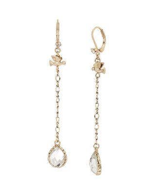 Steve Madden Throwback To Vintage Stone Linear Earrings Crystal