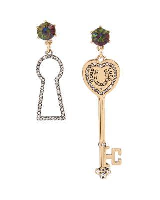 Steve Madden Lucky Charms Key Mismatch Earrings Multi