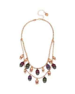 Steve Madden Duchess Of Betseyville Skull Multi Row Necklace Multi