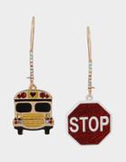 Betseyjohnson Back To School Bus Hook Earrings Red