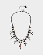 Betseyjohnson Rockin Riches Cross Frontal Necklace Black